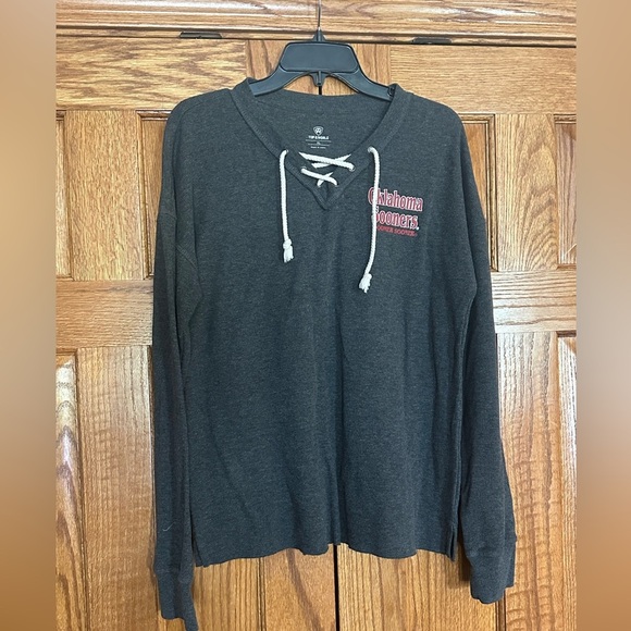 Oklahoma Sooners Gray Lace-Up Hoodie size XL - Picture 1 of 4